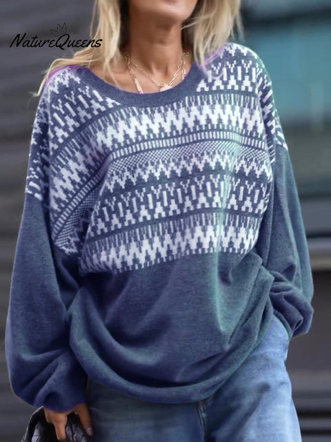 Oversize Aztec Print Sweater