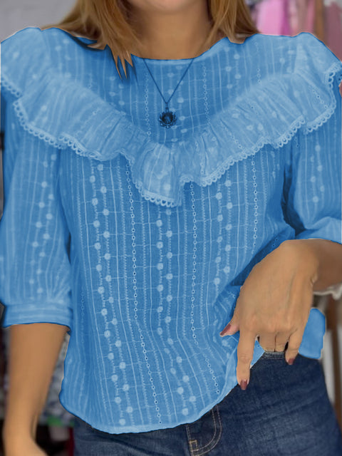 Women's Retro Lace Ruffle Collar Top