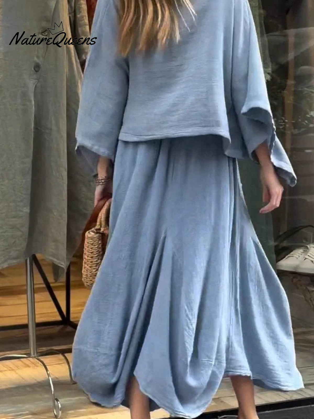 Women's Solid Color Casual Loose Elegant Stylish Skirt Two Piece Suit