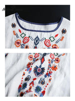 Women's Retro Ethnic Embroidered Style Loose Casual Cotton And Linen Shirt