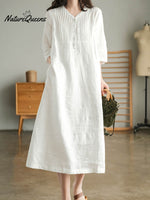 Women's Solid Color Loose Stylish Casual V-neck Long Dress