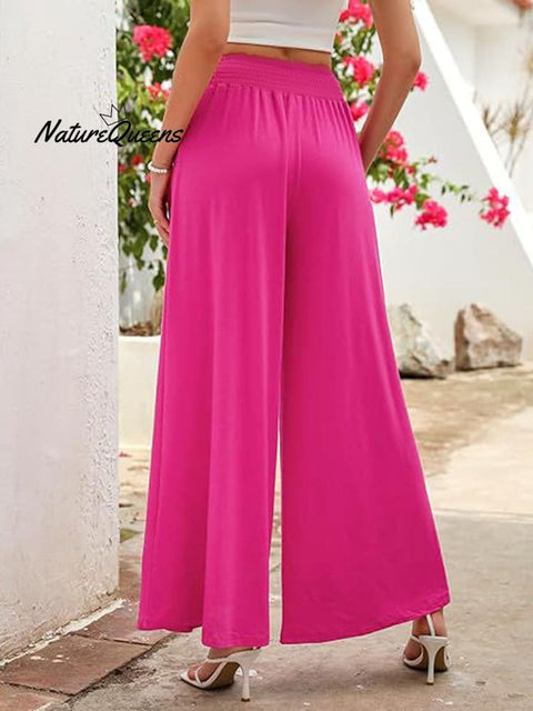 Women's Stylish High-waisted Loose Solid Color Casual Pockets Pants