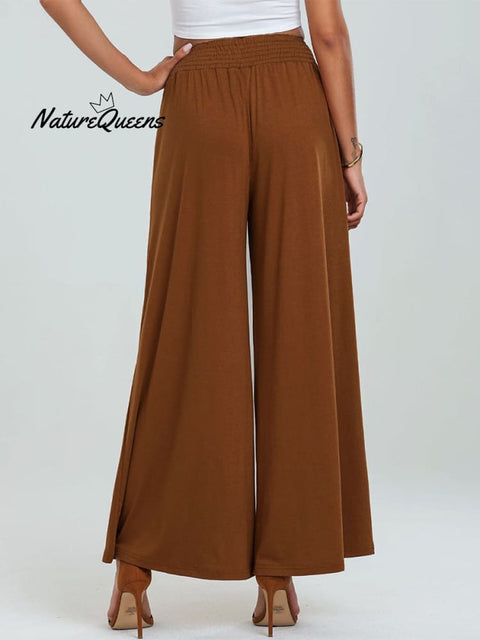 Women's Stylish High-waisted Loose Solid Color Casual Pockets Pants