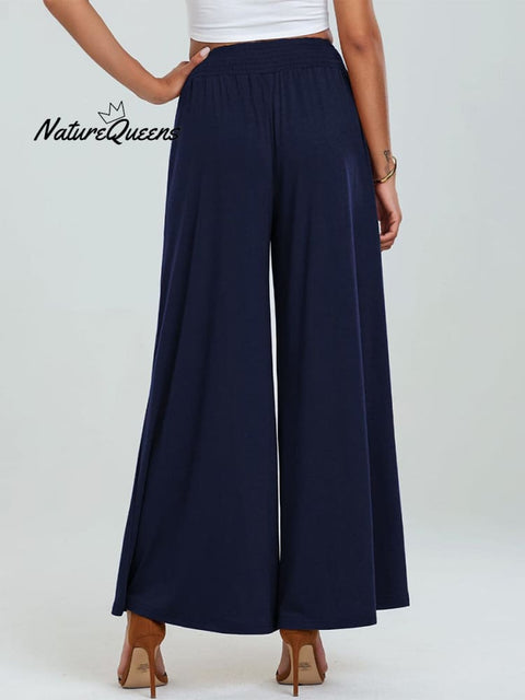 Women's Stylish High-waisted Loose Solid Color Casual Pockets Pants