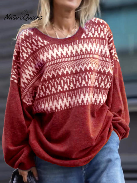 Oversize Aztec Print Sweater