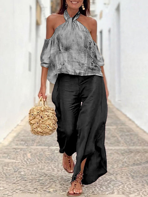 Watercolor Top and Pants Two-piece Set