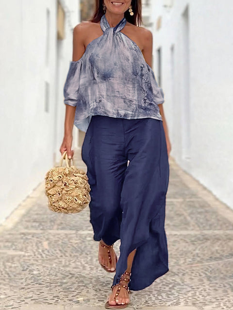 Watercolor Top and Pants Two-piece Set