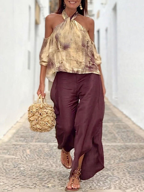 Watercolor Top and Pants Two-piece Set