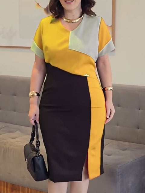 Artistic Color Block Modern Midi Dress