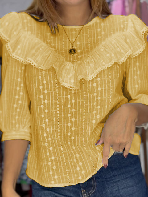 Women's Retro Lace Ruffle Collar Top