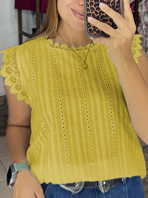 Women's Lace Fly Sleeve Shirt Top