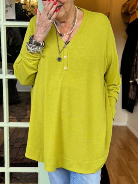 Comfortable Soft Button Long Sleeve Top