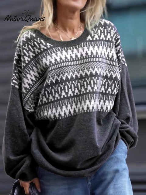 Oversize Aztec Print Sweater