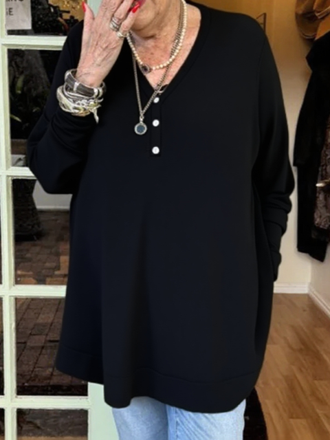 Comfortable Soft Button Long Sleeve Top