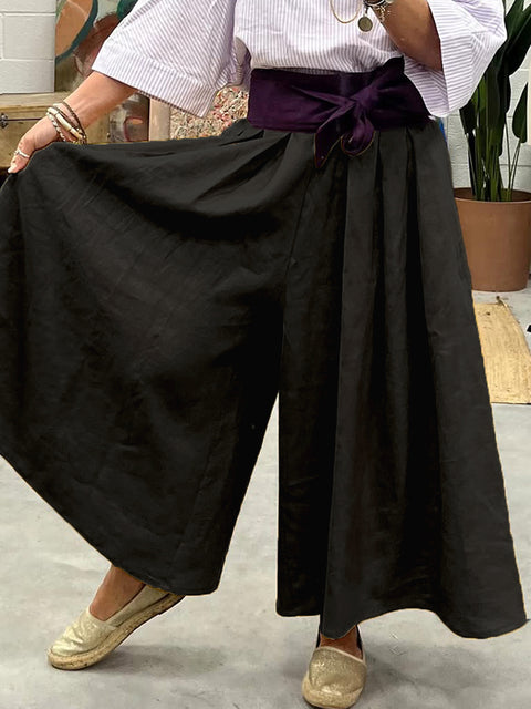 Mathilde Draped Linen Wide-leg Trousers