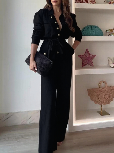 Comfortable Lace-up Top and Pants Two-piece Set