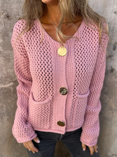 Coin Button Cardigan Sweater