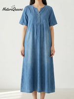 Women's Solid Color Cotton Short Sleeve Dress