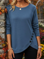 Women's Casual Irregular Hem Button Sweatshirt Top