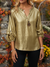 Women's Elegant Shiny V-neck Loose Top