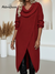Women's Loose Scarf Collar Slit Knitted Dress