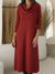 Women's Elegant Triangle Scarf Collar Knitted Midi Dress