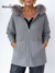 Women's Casual Hooded Pocket Zipper Knitted Cardigan Jacket