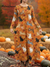 Cute Cat Chasing Leaves Print Knitted Dress