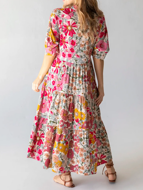 Floral-print Cotton Midi Dress