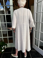 Accordion Pleated Irregular Hem Linen Dress