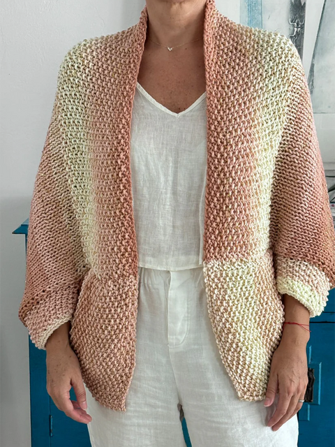 Rainbow Striped Knit Cardigan Sweater