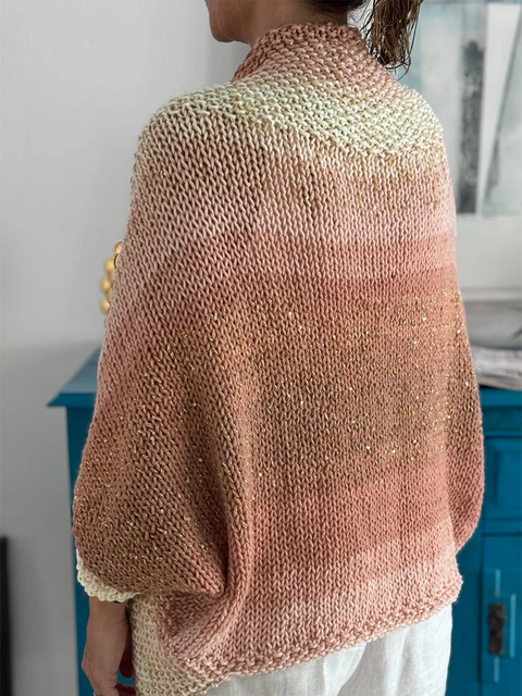 Rainbow Striped Knit Cardigan Sweater