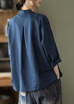 Modern White Loose Patchwork Pockets Fall Long Sleeve Blouse Top Long Sleeved Tops