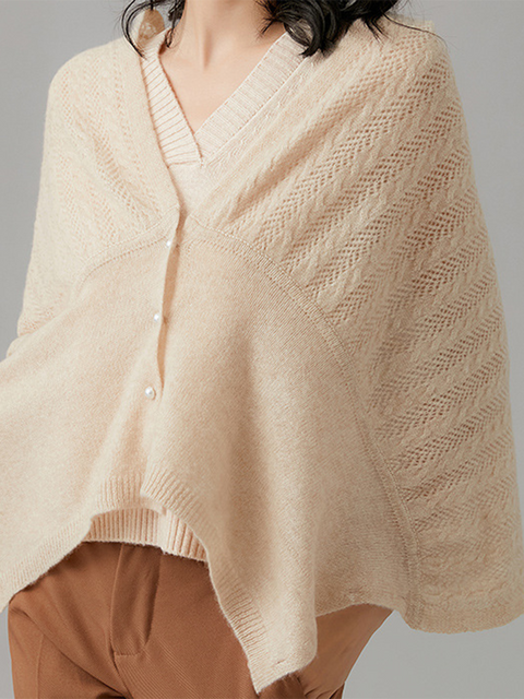 Pearl Button Batwing Sleeve Cardigan Sweater