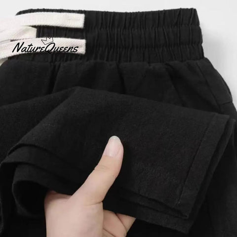 Women's Breathable Elastic Pocket Lazy Casual Cotton And Linen Loose Pants