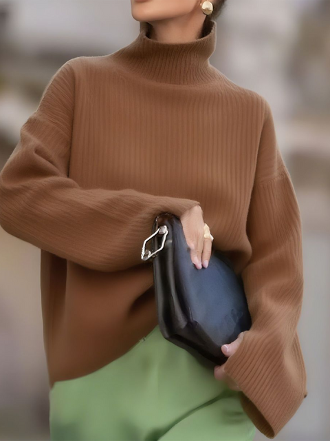 Casual Solid Color Turtleneck Sweater