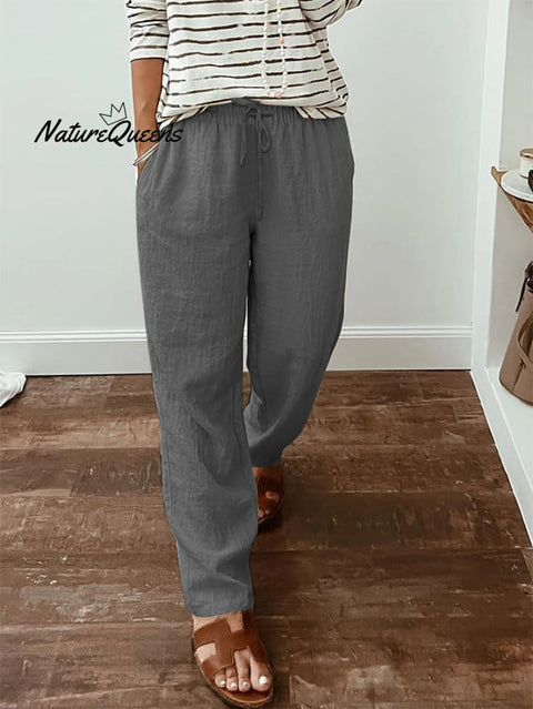 Women's  Cotton And Linen Casual Pants