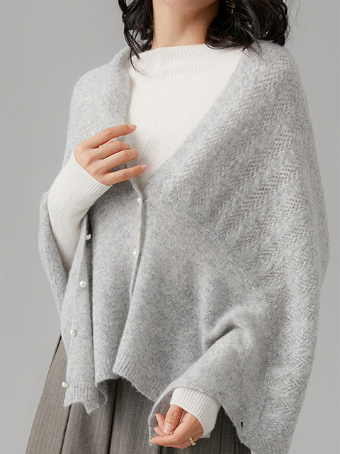 Pearl Button Batwing Sleeve Cardigan Sweater