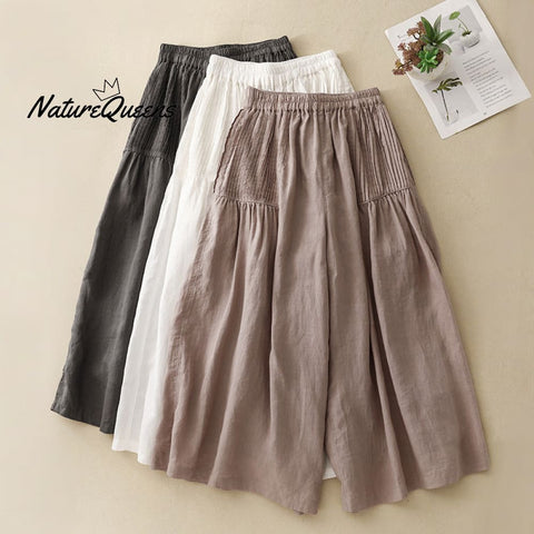 Women's  Pleated Straight Nine-point Casual Pants