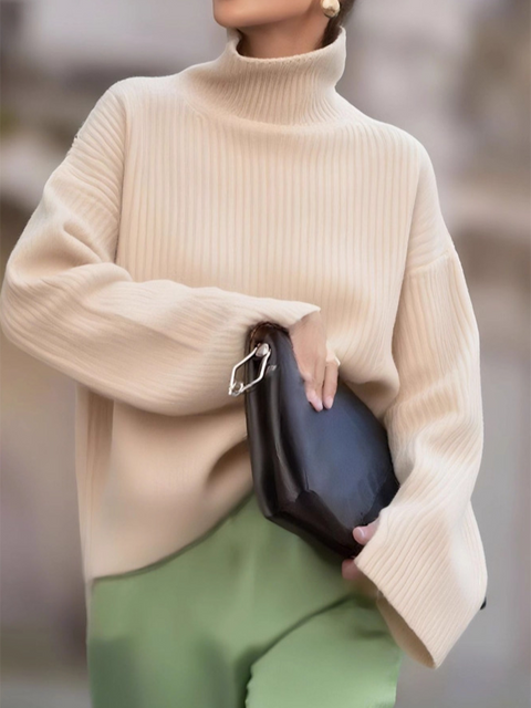 Casual Solid Color Turtleneck Sweater