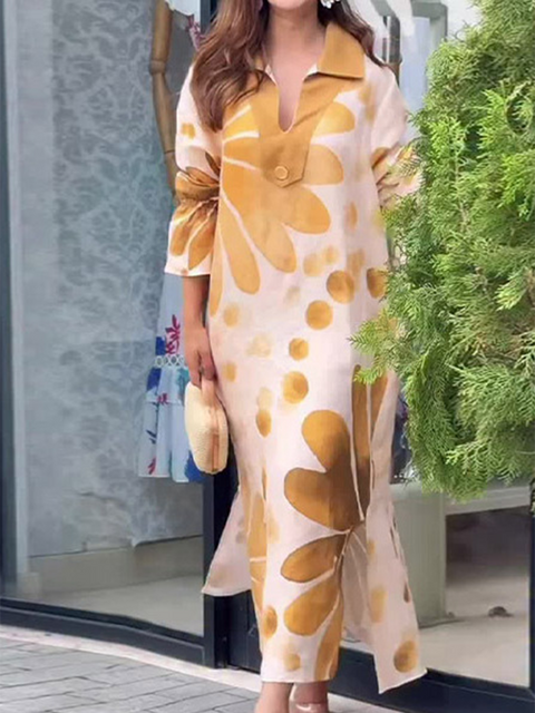 Romantic Floral Print Loose Maxi Dress