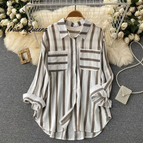 Vertical striped multicolor shirt jacket