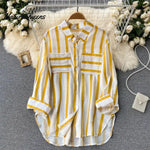 Vertical striped multicolor shirt jacket