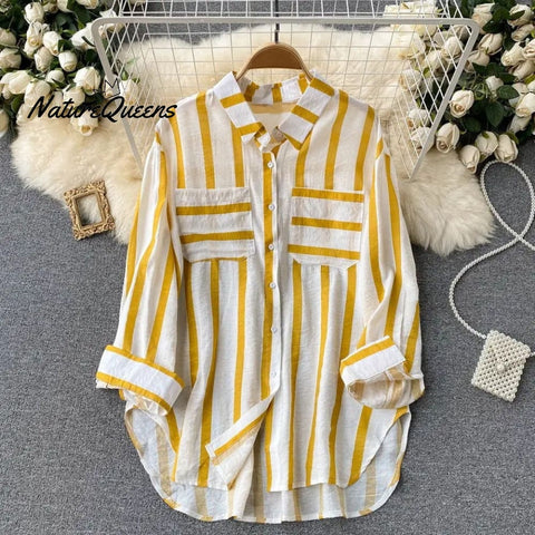 Vertical striped multicolor shirt jacket