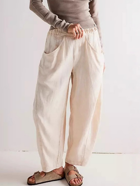Women's Pocket Cotton and Linen Pants