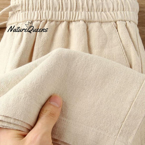 Women's Breathable Elastic Pocket Lazy Casual Cotton And Linen Loose Pants