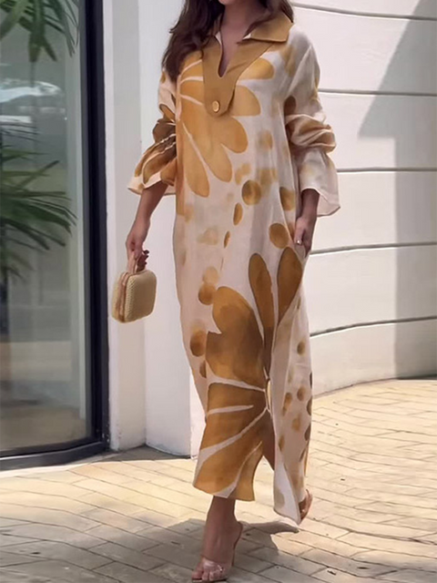 Romantic Floral Print Loose Maxi Dress