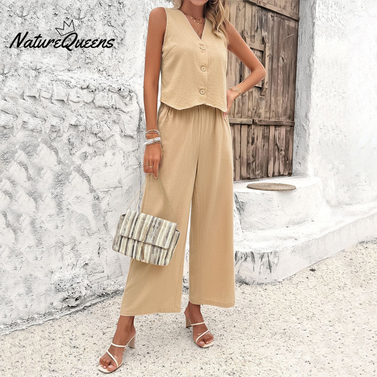 Spring and summer casual solid color vest suit