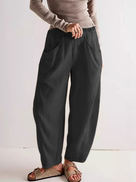Women's Pocket Cotton and Linen Pants