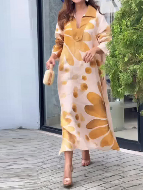Romantic Floral Print Loose Maxi Dress